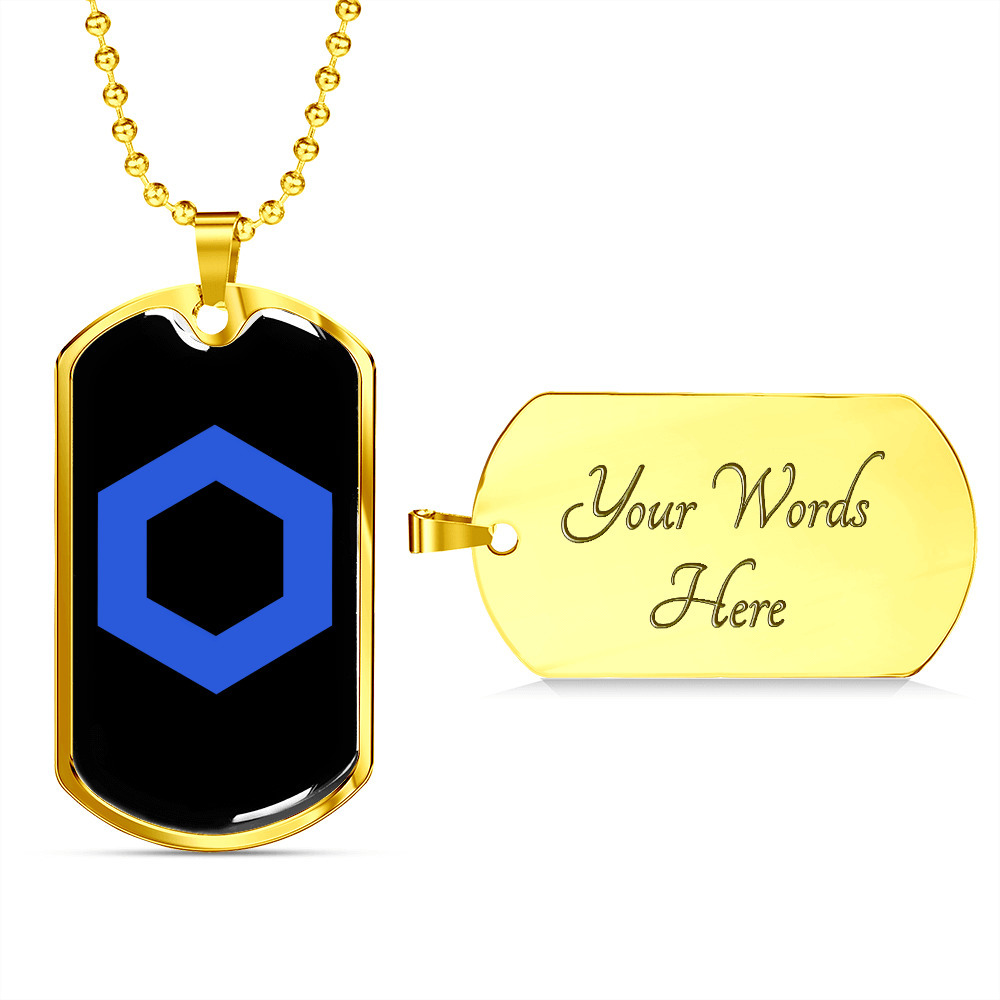 Chainlink Token Link Crypto Necklace Stainless Steel Or 18k Gold Dog Tag 24 C 67$